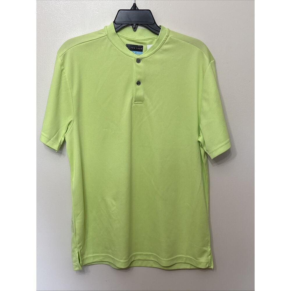PGA Tour Lime Green Polyester Blend Henley Golf Shirt Medium